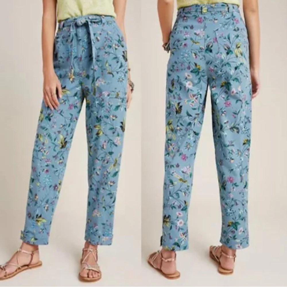 ANTHROPOLOGIE | Victoria Floral Cargo Utility Pants Pocket High Rise Flower